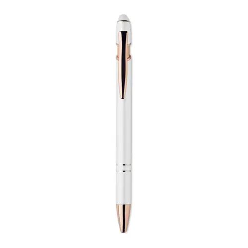 Penna a sfera touch in alluminio riciclato con dettagli color oro rosa refill blu