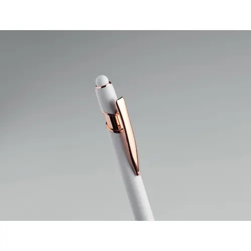 Penna a sfera touch in alluminio riciclato con dettagli color oro rosa refill blu