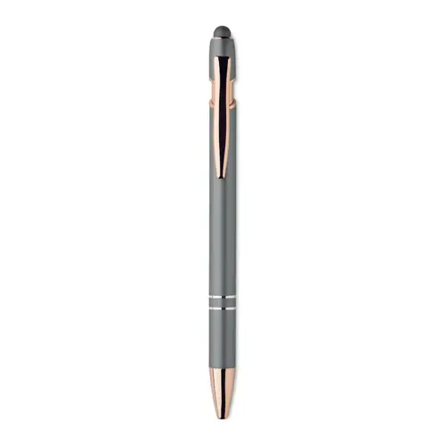 Penna a sfera touch in alluminio riciclato con dettagli color oro rosa refill blu