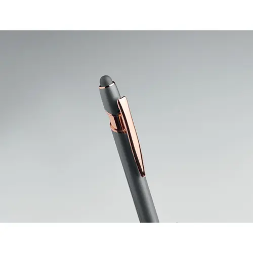 Penna a sfera touch in alluminio riciclato con dettagli color oro rosa refill blu