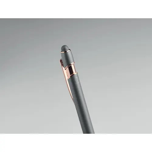 Penna a sfera touch in alluminio riciclato con dettagli color oro rosa refill blu