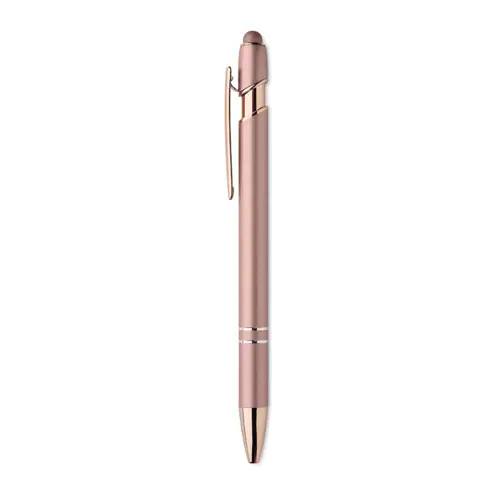 Penna a sfera touch in alluminio riciclato con dettagli color oro rosa refill blu