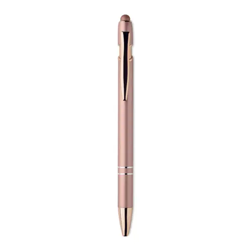 Penna a sfera touch in alluminio riciclato con dettagli color oro rosa refill blu