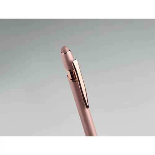 Penna a sfera touch in alluminio riciclato con dettagli color oro rosa refill blu