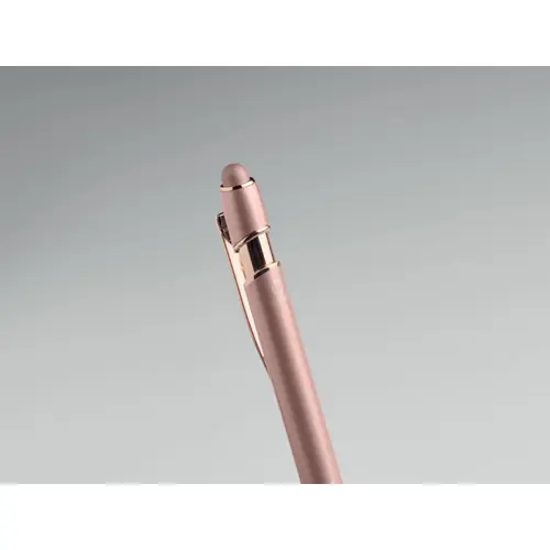 Penna a sfera touch in alluminio riciclato con dettagli color oro rosa refill blu