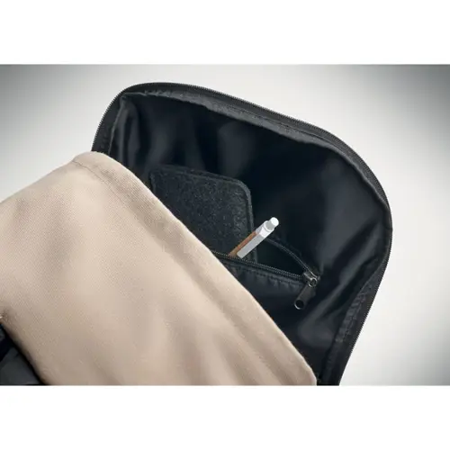 Zaino porta pc in cotone riciclato da 15 pollici con tasche frontali e laterali schienale fondo e spallacci imbottiti