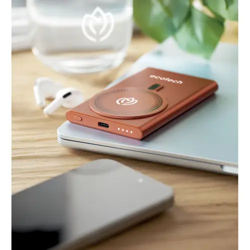 Power bank wireless magnetico in alluminio riciclato con ricarica rapida da 5000mah