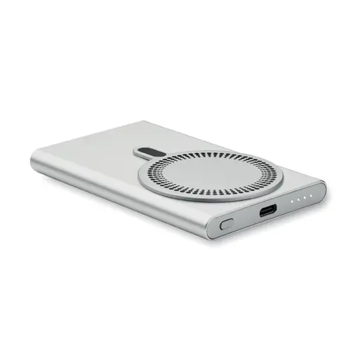 Power bank wireless magnetico in alluminio riciclato con ricarica rapida da 5000mah