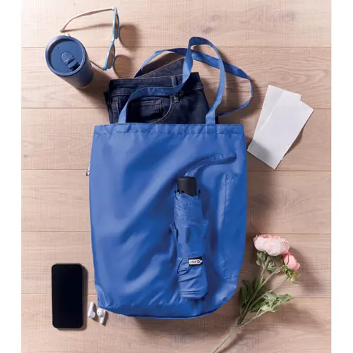 Set composto da shopper e ombrello antivento manuale in RPET da 21 pollici Ø100