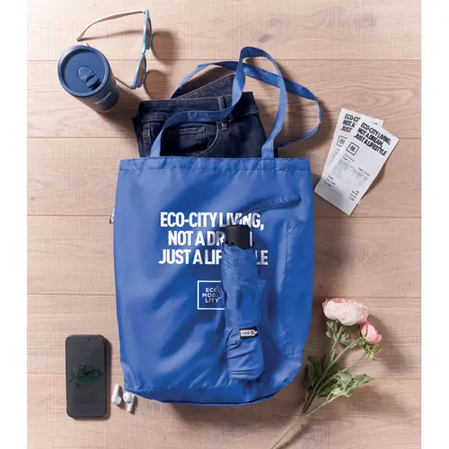 Set composto da shopper e ombrello antivento manuale in RPET da 21 pollici Ø100