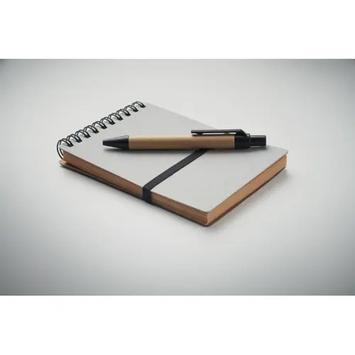 Block notes in carta riciclata e PU con penna in refill blu