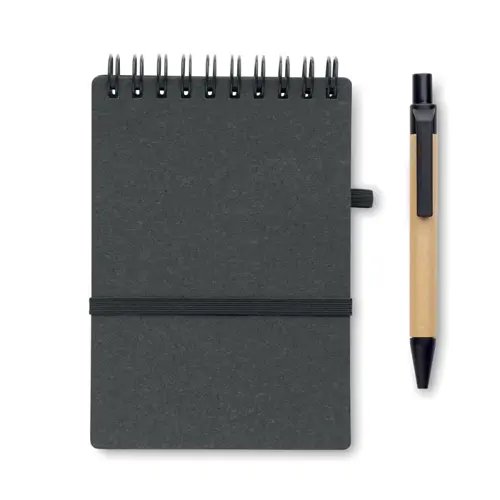 Block notes in carta riciclata e PU con penna in refill blu