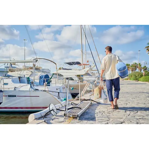 Borsone in tessuto riciclato 320gr con manico in cotone e tracolla staccabile 49x26x24cm