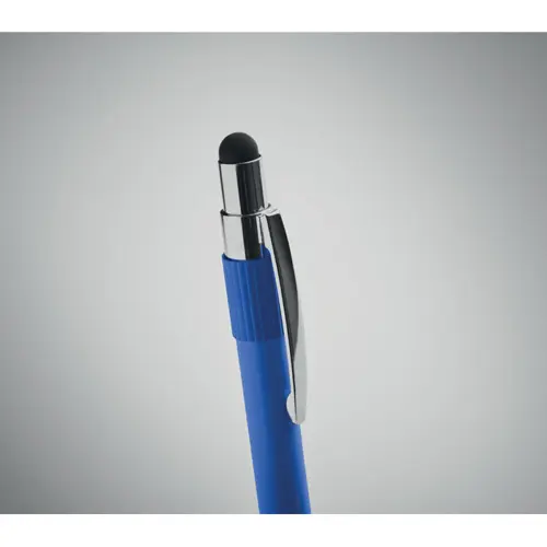 Penna a sfera in alluminio riciclato con anello antistress a refill blu