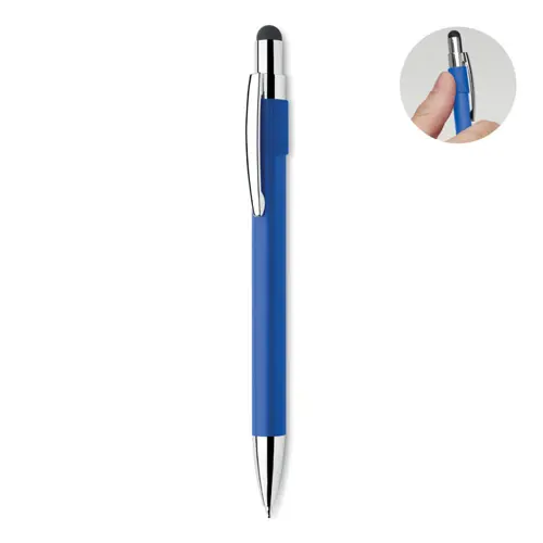Penna a sfera in alluminio riciclato con anello antistress a refill blu