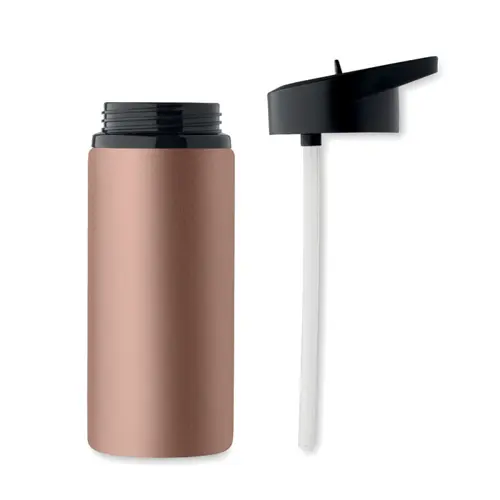 Borraccia in acciaio inox riciclato con imboccatura pieghevole cannuccia e coperchio con maniglia 500ml