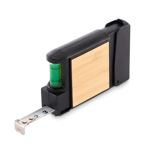 Metro retrattile multifunzione da 3M con dettagli bambù livella e cacciaviti