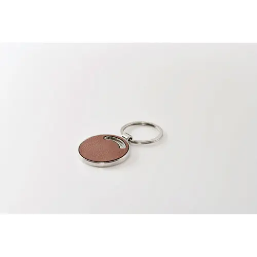 Portachiavi di forma rotonda e inserto in pelle PU riciclata