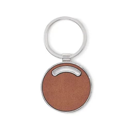 Portachiavi di forma rotonda e inserto in pelle PU riciclata