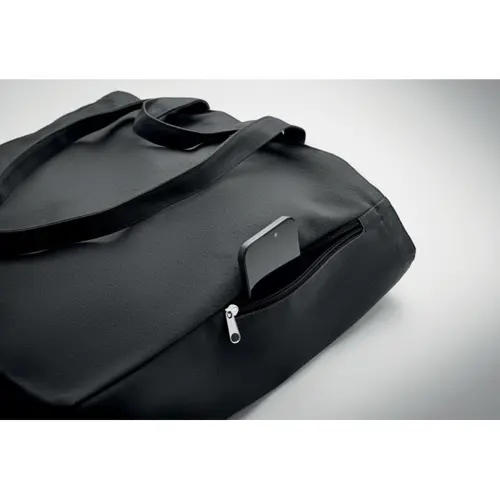 Shopper in policotone riciclato con doppi manici e tasca laterale da 380gr 38x12x41cm