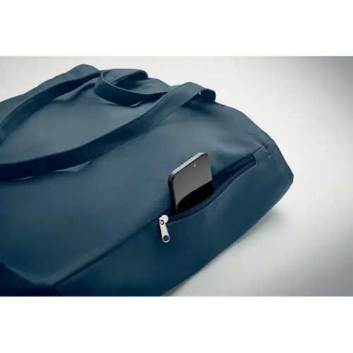 Shopper in policotone riciclato con doppi manici e tasca laterale da 380gr 38x12x41cm