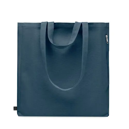 Shopper in policotone riciclato con doppi manici e tasca laterale da 380gr 38x12x41cm