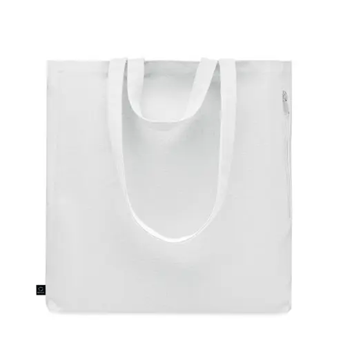 Shopper in policotone riciclato con doppi manici e tasca laterale da 380gr 38x12x41cm