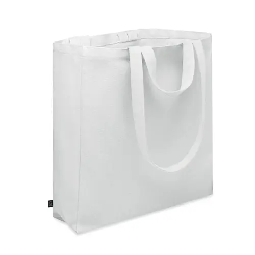 Shopper in policotone riciclato con doppi manici e tasca laterale da 380gr 38x12x41cm
