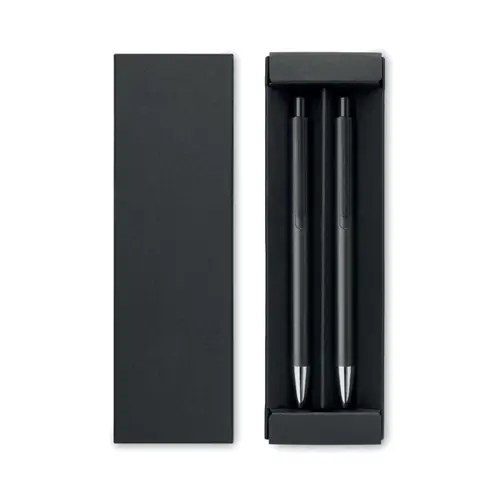 Set di penne in alluminio riciclato con penna a sfera refill blu e penna a grafite