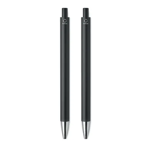 Set di penne in alluminio riciclato con penna a sfera refill blu e penna a grafite