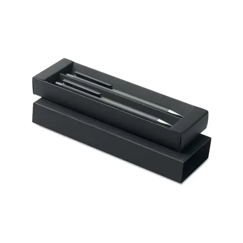 Set di penne in alluminio riciclato con penna a sfera refill blu e penna a grafite