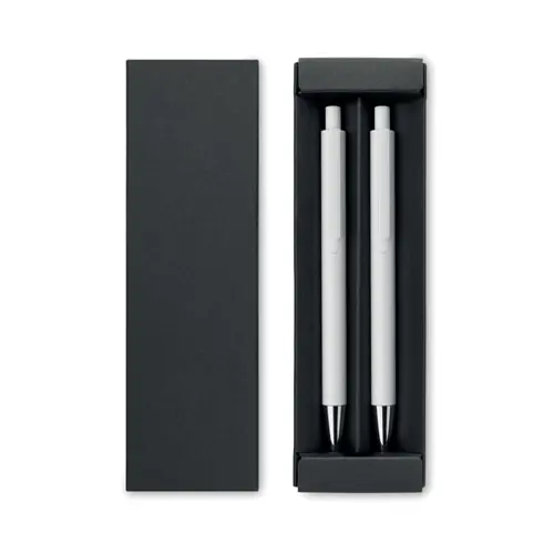 Set di penne in alluminio riciclato con penna a sfera refill blu e penna a grafite