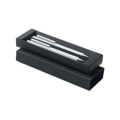 Set di penne in alluminio riciclato con penna a sfera refill blu e penna a grafite