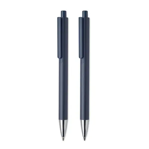 Set di penne in alluminio riciclato con penna a sfera refill blu e penna a grafite