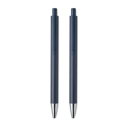 Set di penne in alluminio riciclato con penna a sfera refill blu e penna a grafite