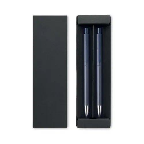 Set di penne in alluminio riciclato con penna a sfera refill blu e penna a grafite