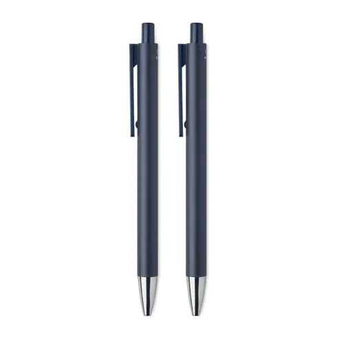 Set di penne in alluminio riciclato con penna a sfera refill blu e penna a grafite