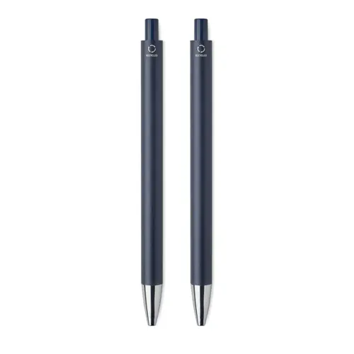 Set di penne in alluminio riciclato con penna a sfera refill blu e penna a grafite