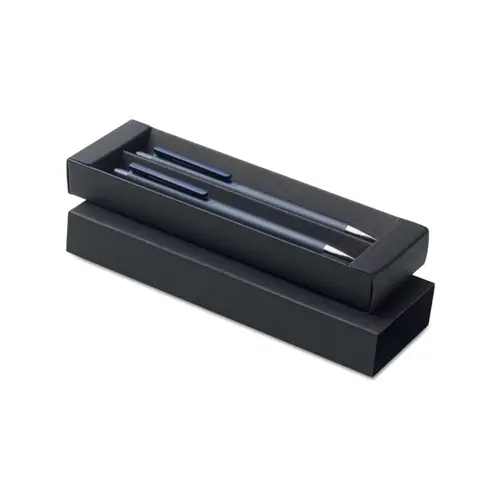 Set di penne in alluminio riciclato con penna a sfera refill blu e penna a grafite