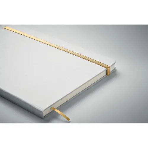 Block notes A5 copertina in carta e cartone del latte riciclato pagine a righe segnalibro ed elastico colorato