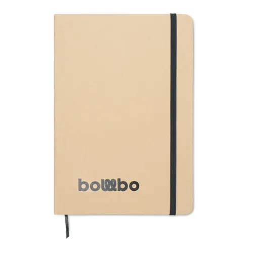 Block notes A5 copertina in cartone riciclato pagine a righe segnalibro ed elastico colorato