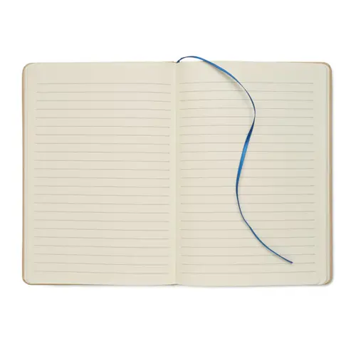 Block notes A5 copertina in cartone riciclato pagine a righe segnalibro ed elastico colorato