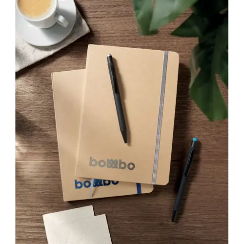 Block notes A5 copertina in cartone riciclato pagine a righe segnalibro ed elastico colorato