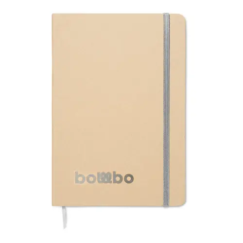 Block notes A5 copertina in cartone riciclato pagine a righe segnalibro ed elastico colorato