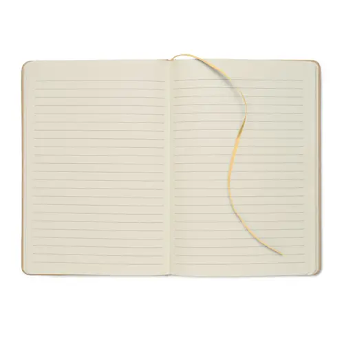 Block notes A5 copertina in cartone riciclato pagine a righe segnalibro ed elastico colorato