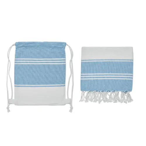 Set di teli da spiaggia con sacchetto coulisse in materiale riciclato 90x160cm