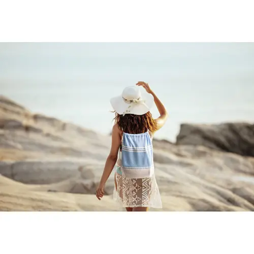 Set di teli da spiaggia con sacchetto coulisse in materiale riciclato 90x160cm