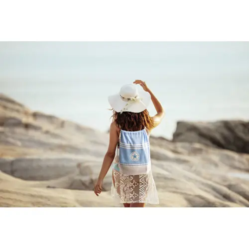 Set di teli da spiaggia con sacchetto coulisse in materiale riciclato 90x160cm