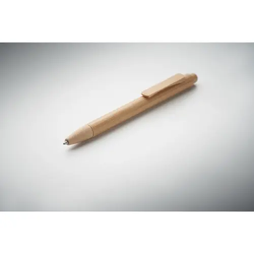 Penna a sfera totalmente in bambù con meccanismo a scatto e refill blu