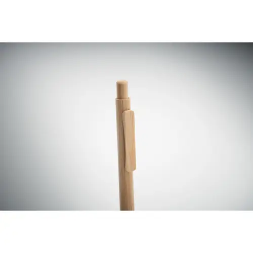 Penna a sfera totalmente in bambù con meccanismo a scatto e refill blu